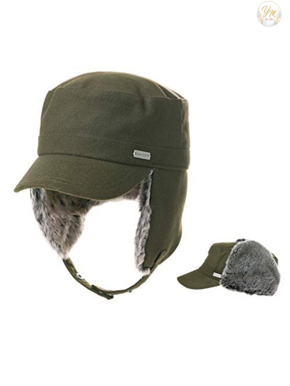 Unisex Winter Earflap Trapper Hat Faux Fur Chin Strap Ski Hunting Cap